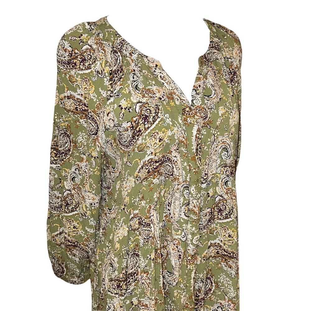 mellóday paisley cinched style peasant tunic mid sleeve women’s top - Picture 4 of 11